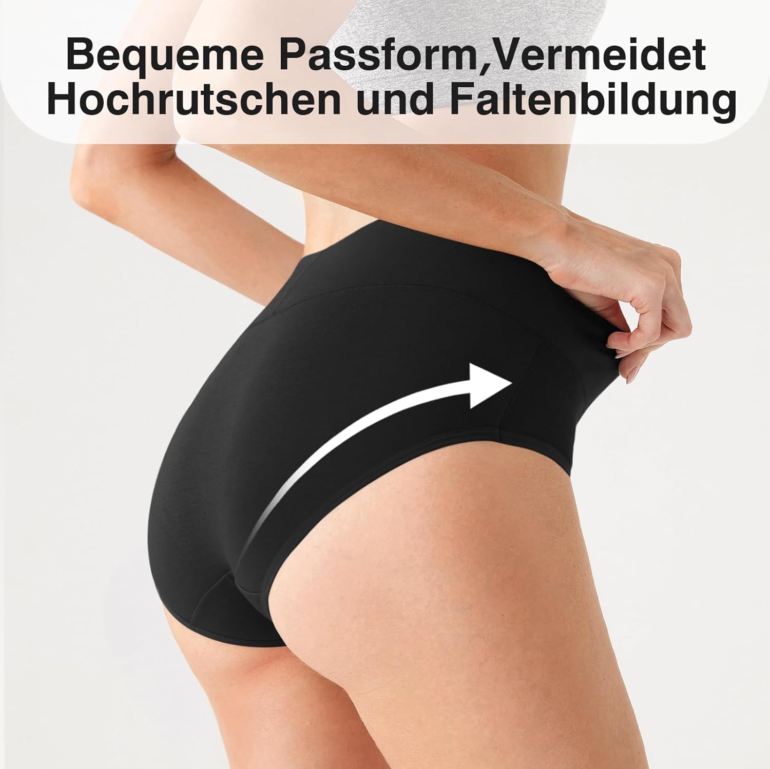 Thumbnail 4 de QINCAO Damen-Unterhosen im 6er-Set mit hoher Taille aus Baumwolle (Stretch, atmungsaktiv)