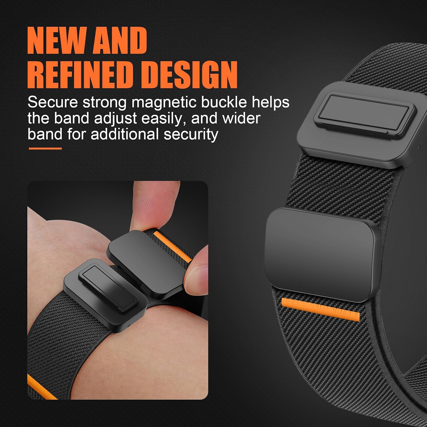 Detalle de 26mm Nylon Armband für Garmin Fenix 8 Pro & kompatible Modelle – Magnetverschluss, elastisch