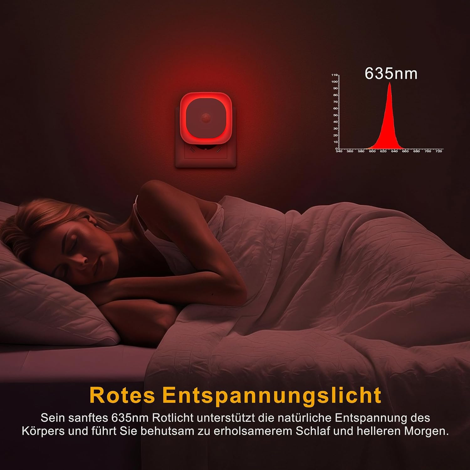 Thumbnail 1 de YUNLEX 2er-Set Nachtlicht-Steckdose mit Bewegungs- & Dämmerungssensor, 3 Sensormodi, dimmbar (rot)