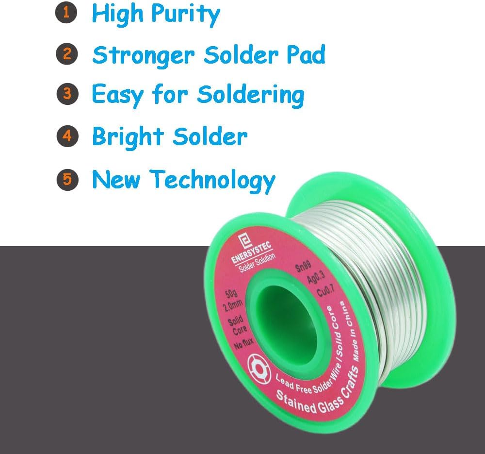 Detalle 2 de E ENERSYSTEC EST-2.0LDF50SD ステンドグラス用鉛フリーはんだ線 2.0mm・50g