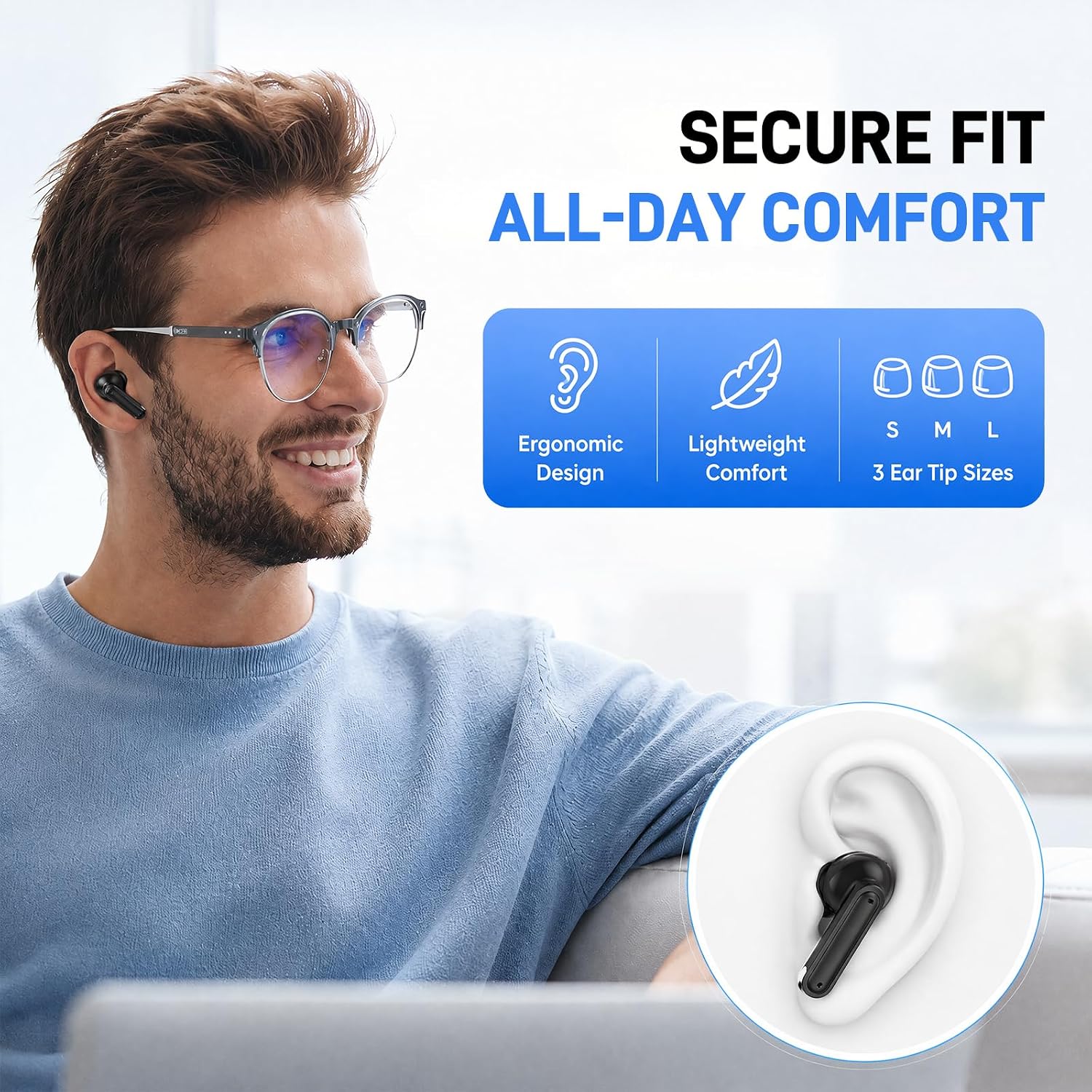 Thumbnail 6 de IKT ANC Wireless Earbuds with Bluetooth 6.0, Deep Bass, and LED Display