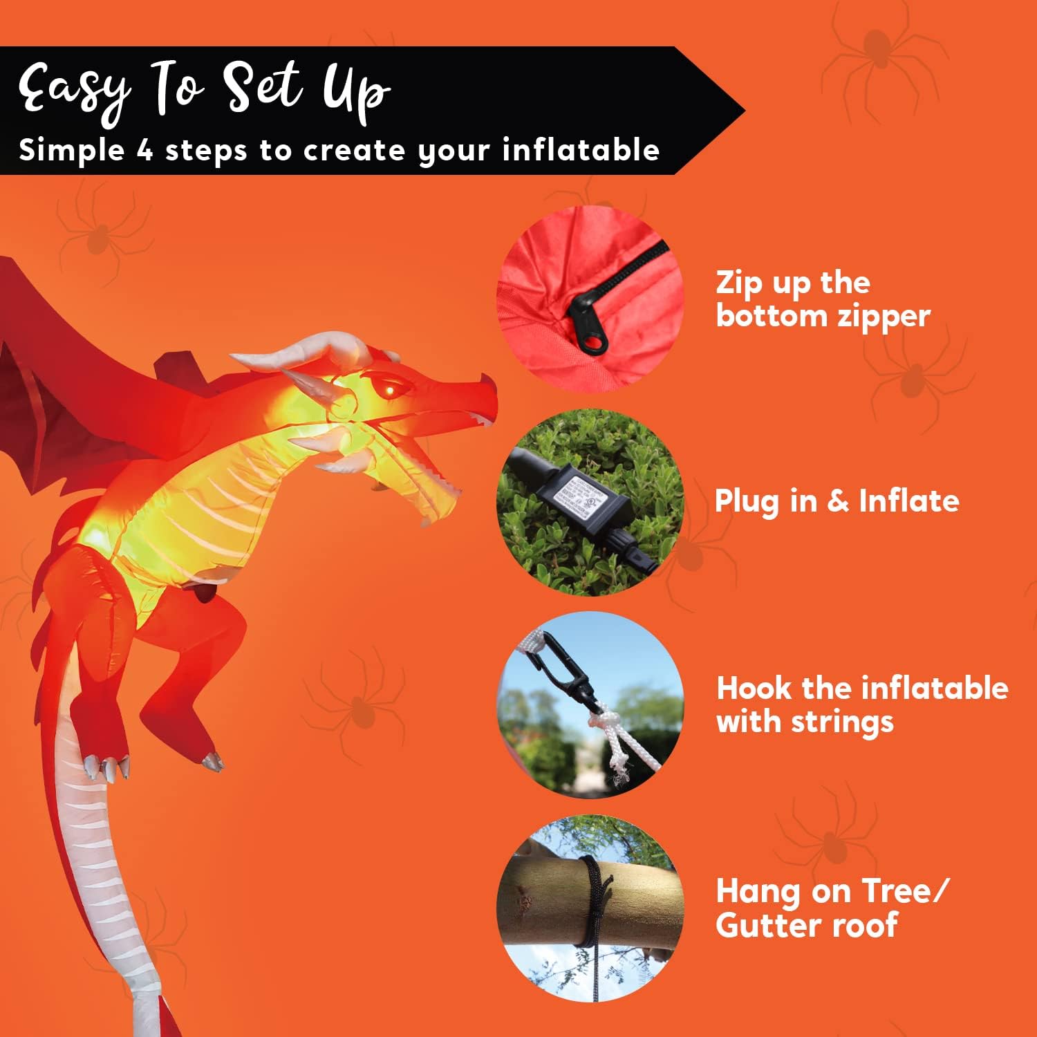 Thumbnail 6 de Joiedomi SL-3DLED 5-Foot Halloween Inflatable Dragon with White LEDs