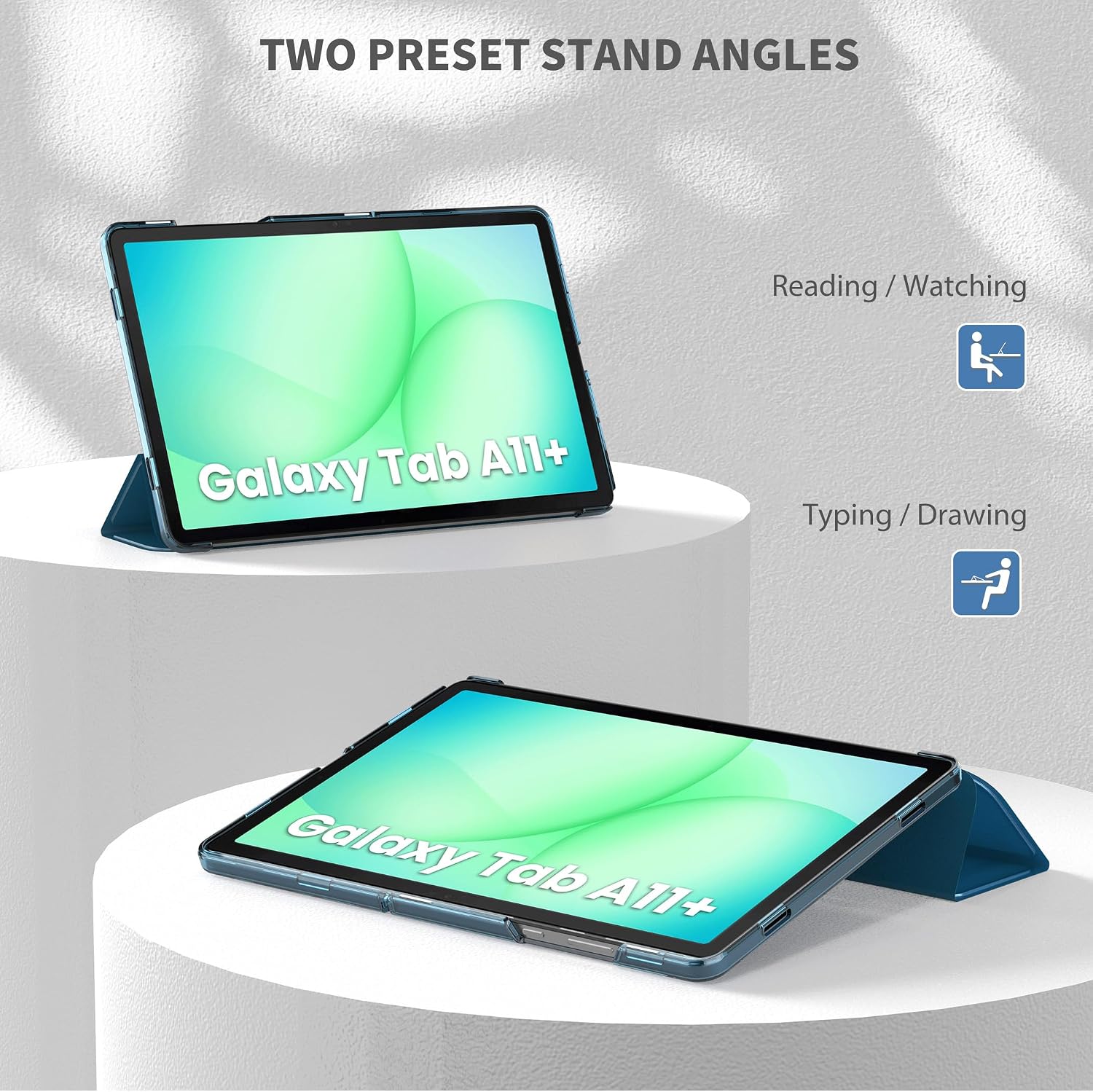 Detalle 2 de CACOE Case for Samsung Galaxy Tab A11+ Plus 11 Inch 2025 (SM-X236B/SM-X230) – Ultra Thin Translucent Matt Back Cover in Peacock Blue
