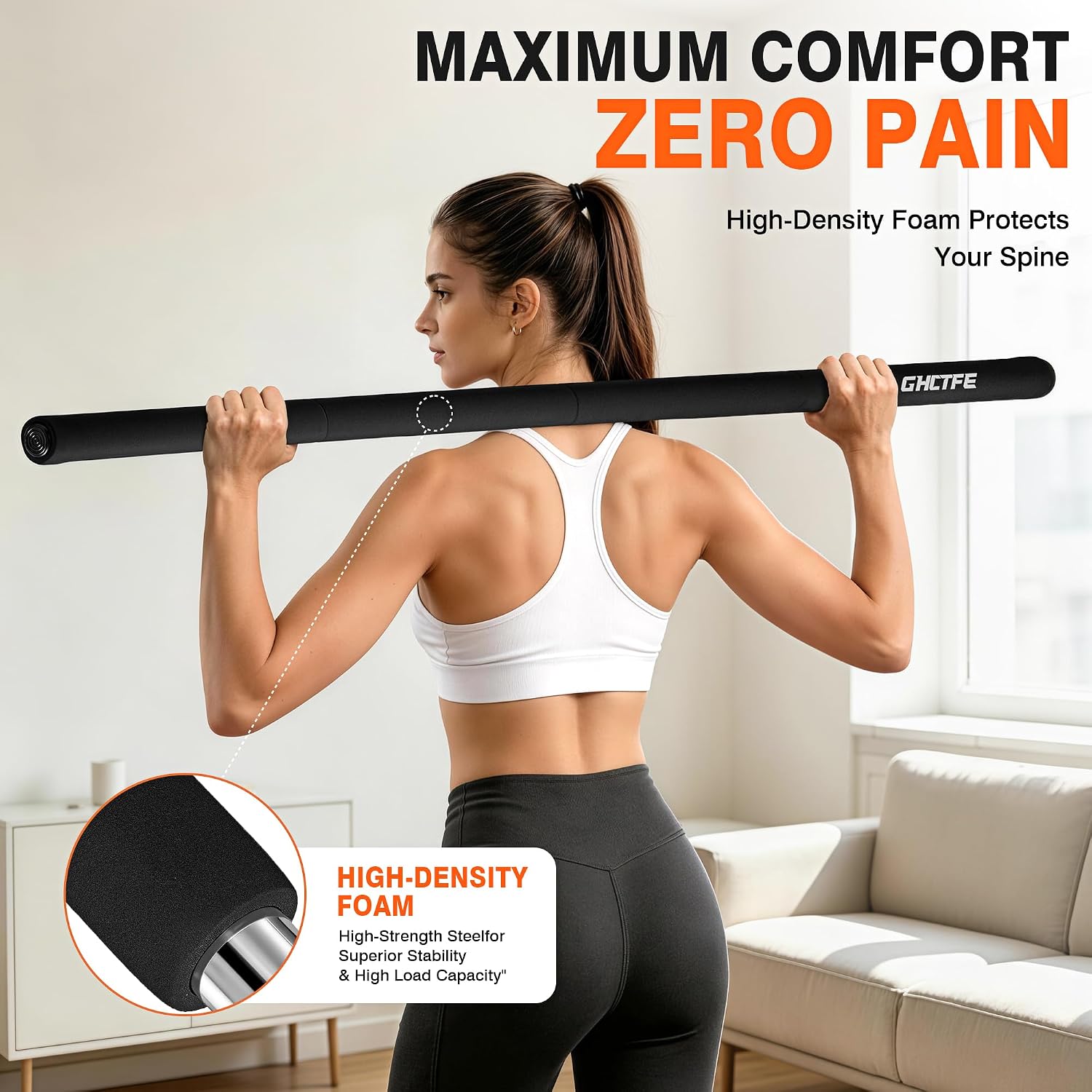 Detalle 2 de GHCTFE Yoga Stick for Stretching, Adjustable 4-Section Steel Mobility Bar