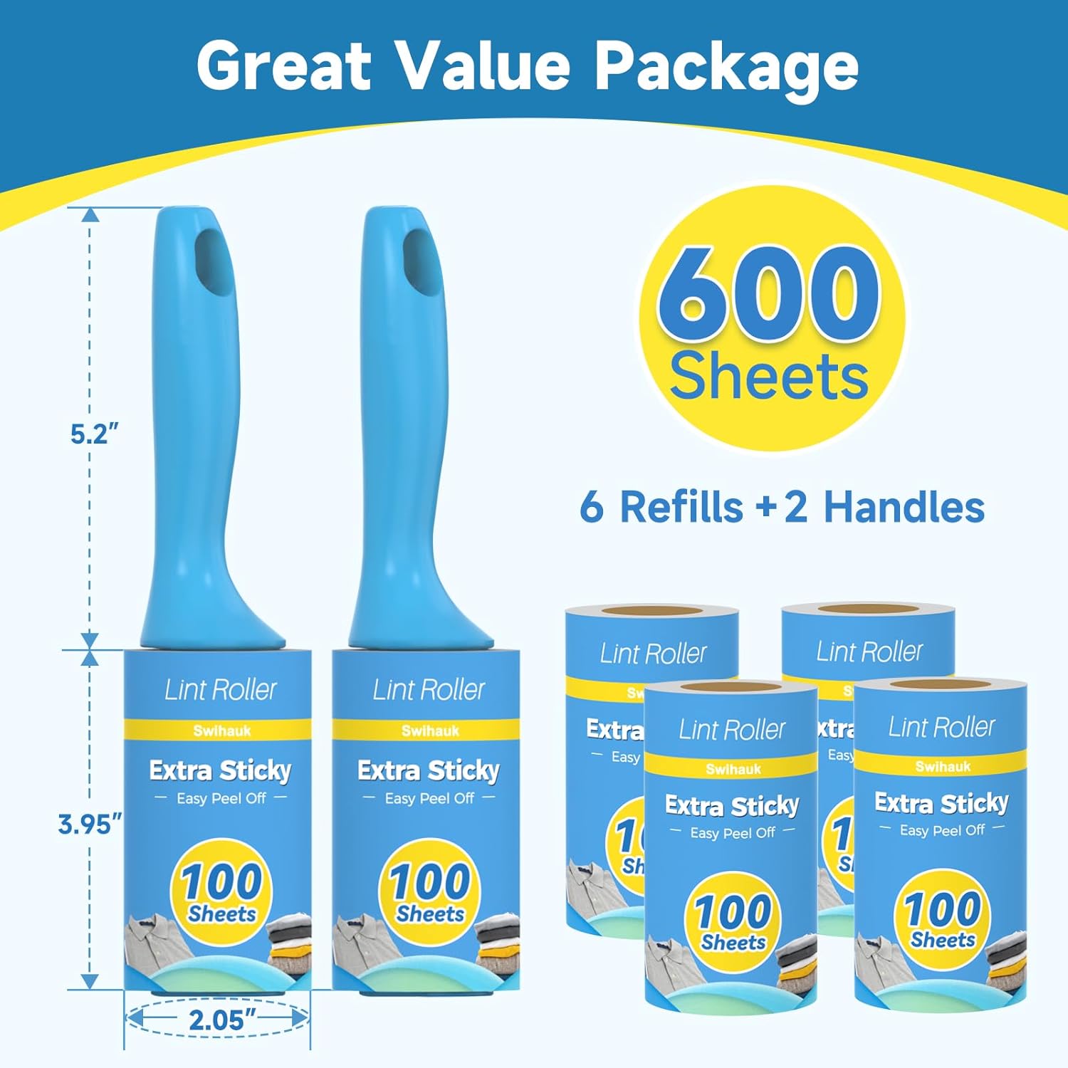 Detalle 2 de Swihauk 600-Sheet Extra Sticky Lint Roller