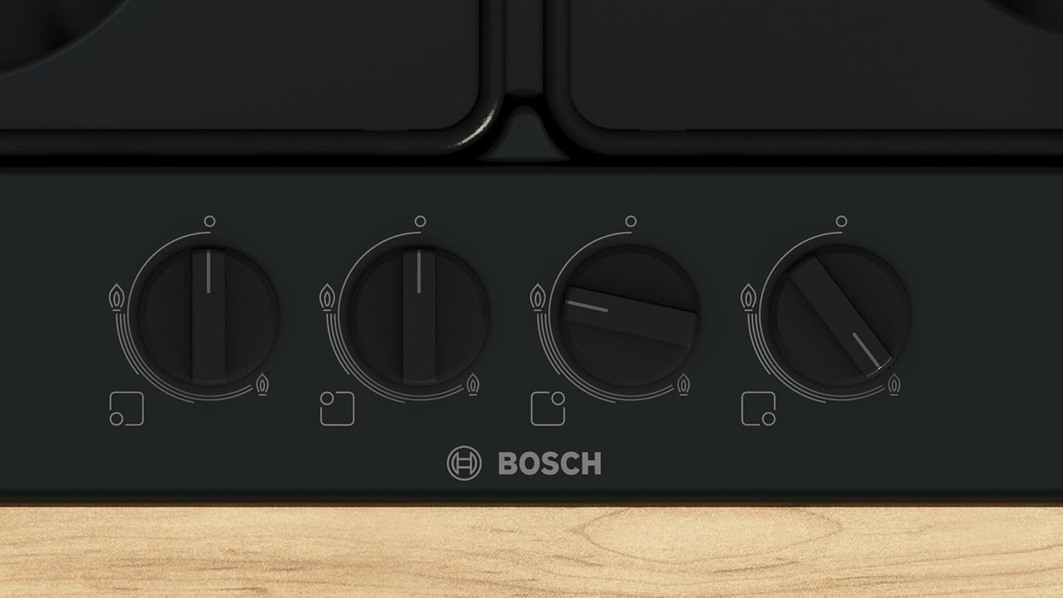 Detalle de Bosch PGP6B6K80 Serie 4 Piano cottura a gas 60 cm – acciaio smaltato nero