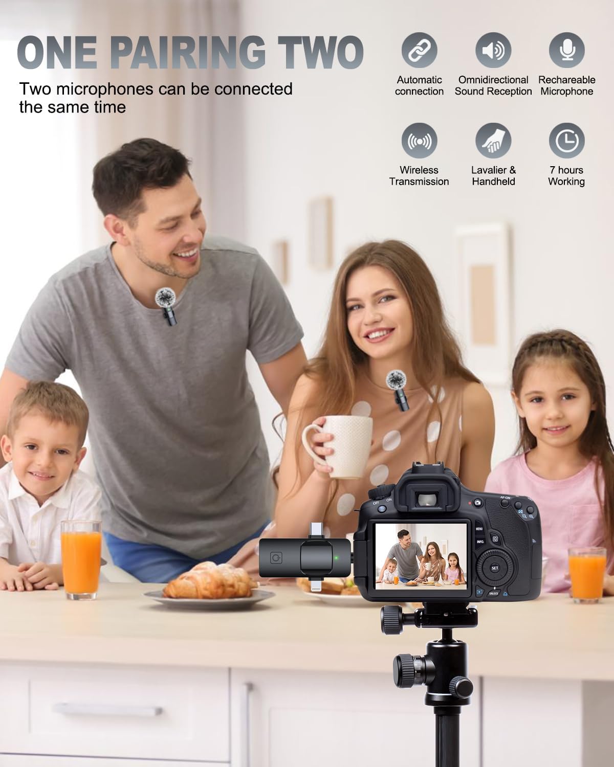 Detalle 2 de PQRQP 3-in-1 Wireless Lavalier Microphone 🎤