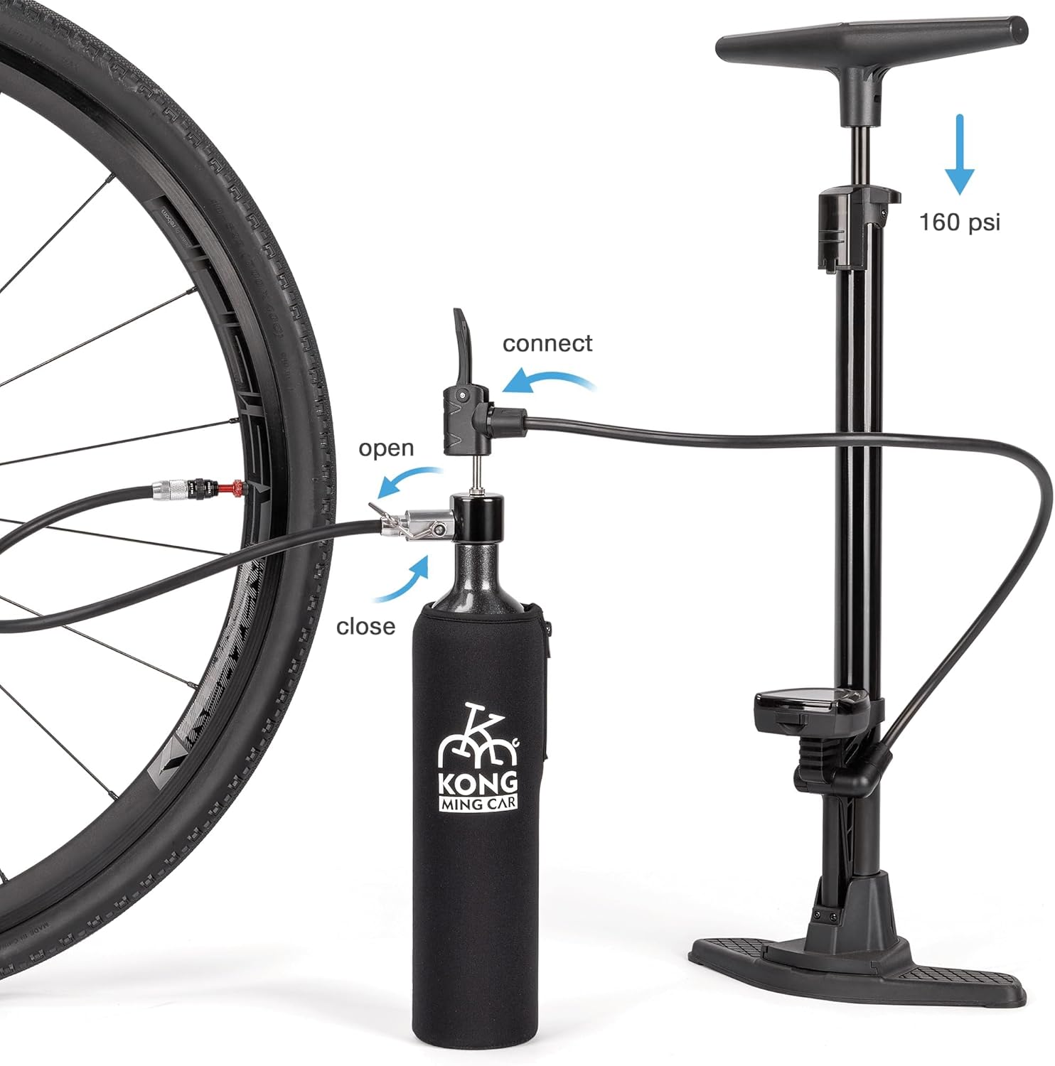 Thumbnail 1 de KONG MING CAR Booster Tubeless 1,1 L pour pneus sans chambre – gonfleur stationnaire ou mobile jusqu’à 160 PSI