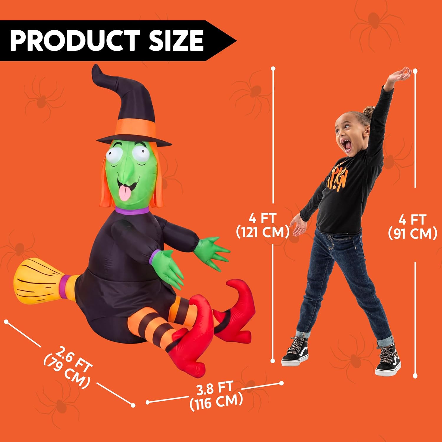 Detalle de Joiedomi 4 FT Halloween Inflatable Witch with Built-In LED Lights