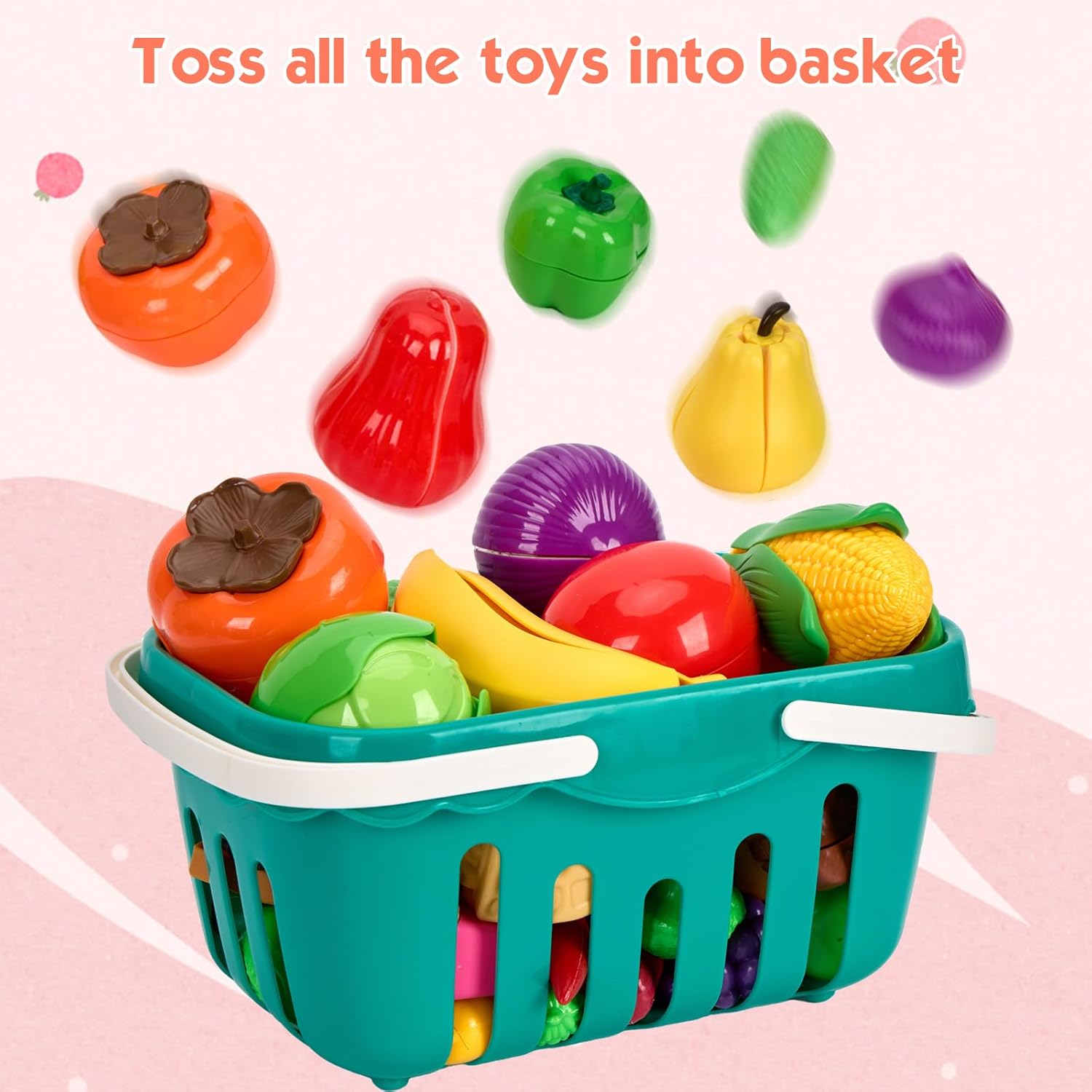 Detalle 2 de 200Pcs Mini Play Kitchen Accessories Set for Kids (Pretend Cooking Playset) — Cookware, Tableware, and 2 Fruit Sets, Pink