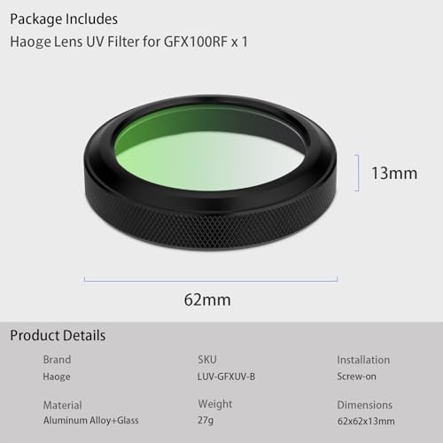 Thumbnail 8 de Haoge MC UV Objektivschutzfilter für Fujifilm GFX100RF – Schutz und Klarheit ohne Adapter