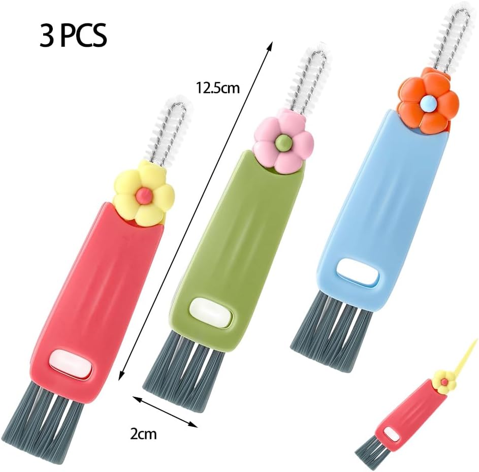 Thumbnail 6 de 3 Stück 3-in-1 Becherdeckel Reinigungsbürste aus Silikon – Tragbares Bürsten-Set mit 3 Köpfen