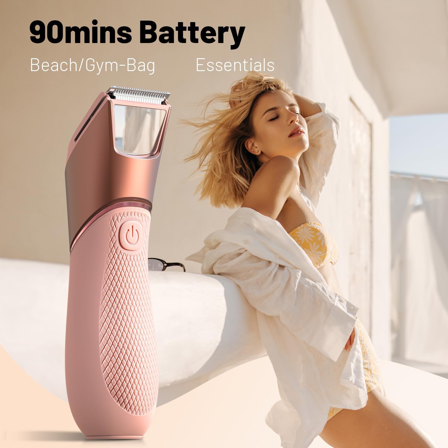 Detalle de Rechargeable Bikini Trimmer for Women: Body Groomer with Mirror, LED Light, and IPX7 Waterproof Design