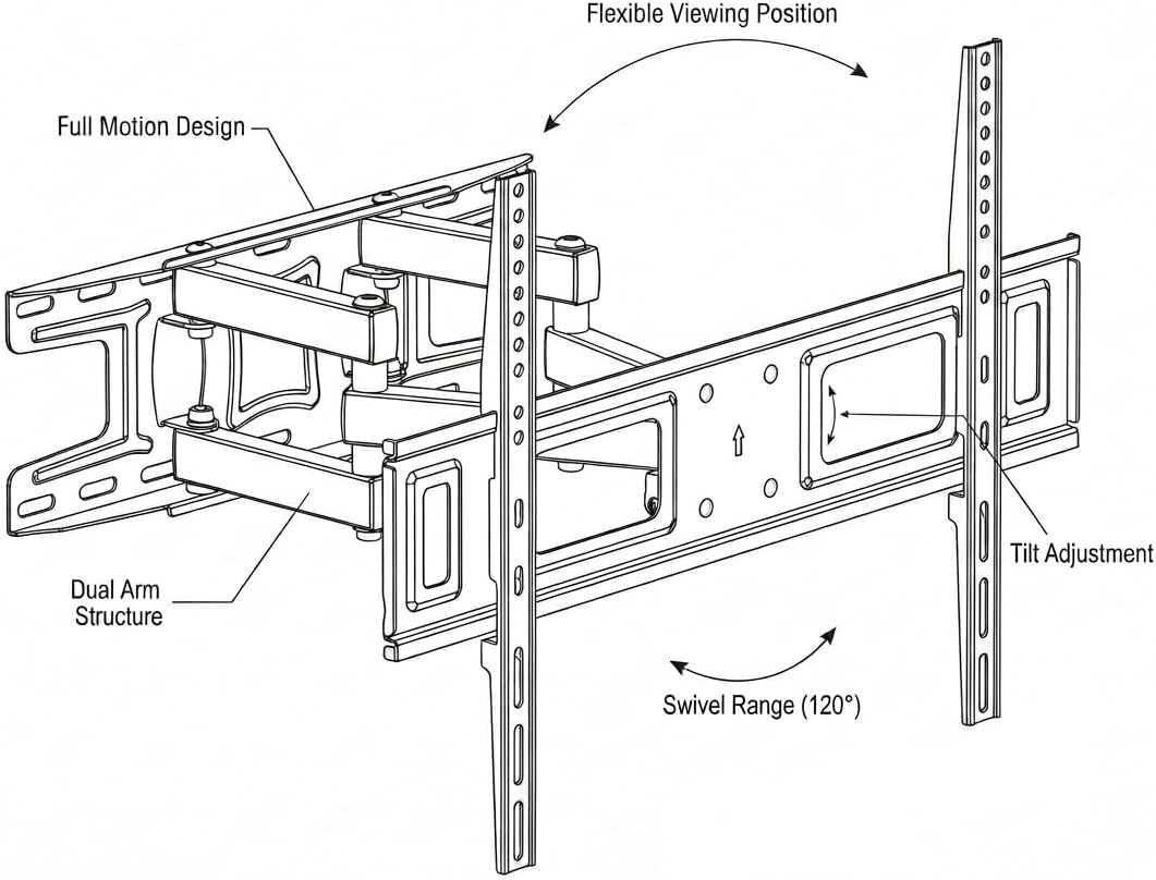 Thumbnail 5 de TV BRACKET GUYS Double Arm Full Motion TV Wall Mount (32–65 inch, VESA 100x100 to 600x400)