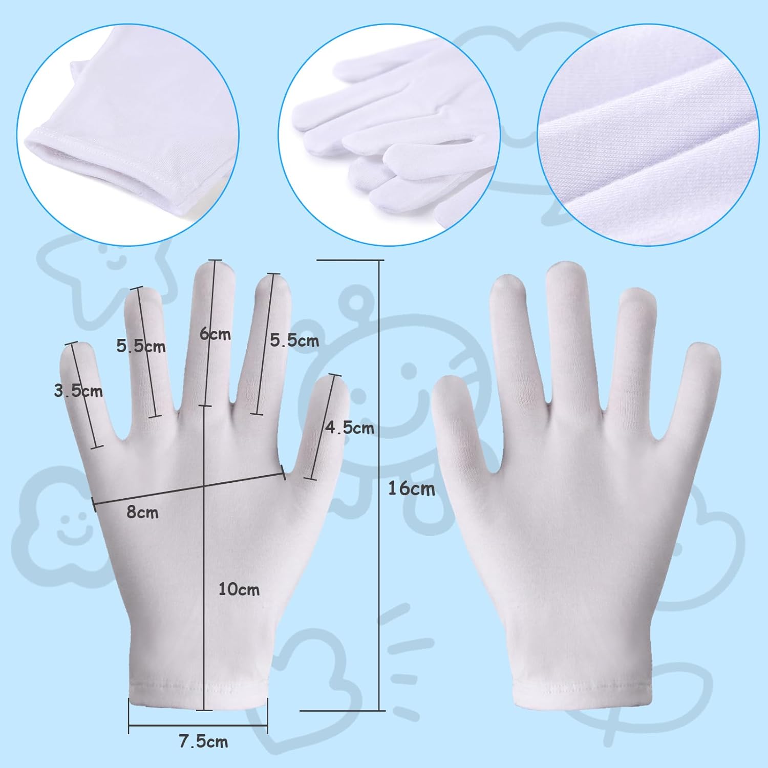 Thumbnail 4 de AovYoo 6 Pares Guantes blancos niño 92% algodón
