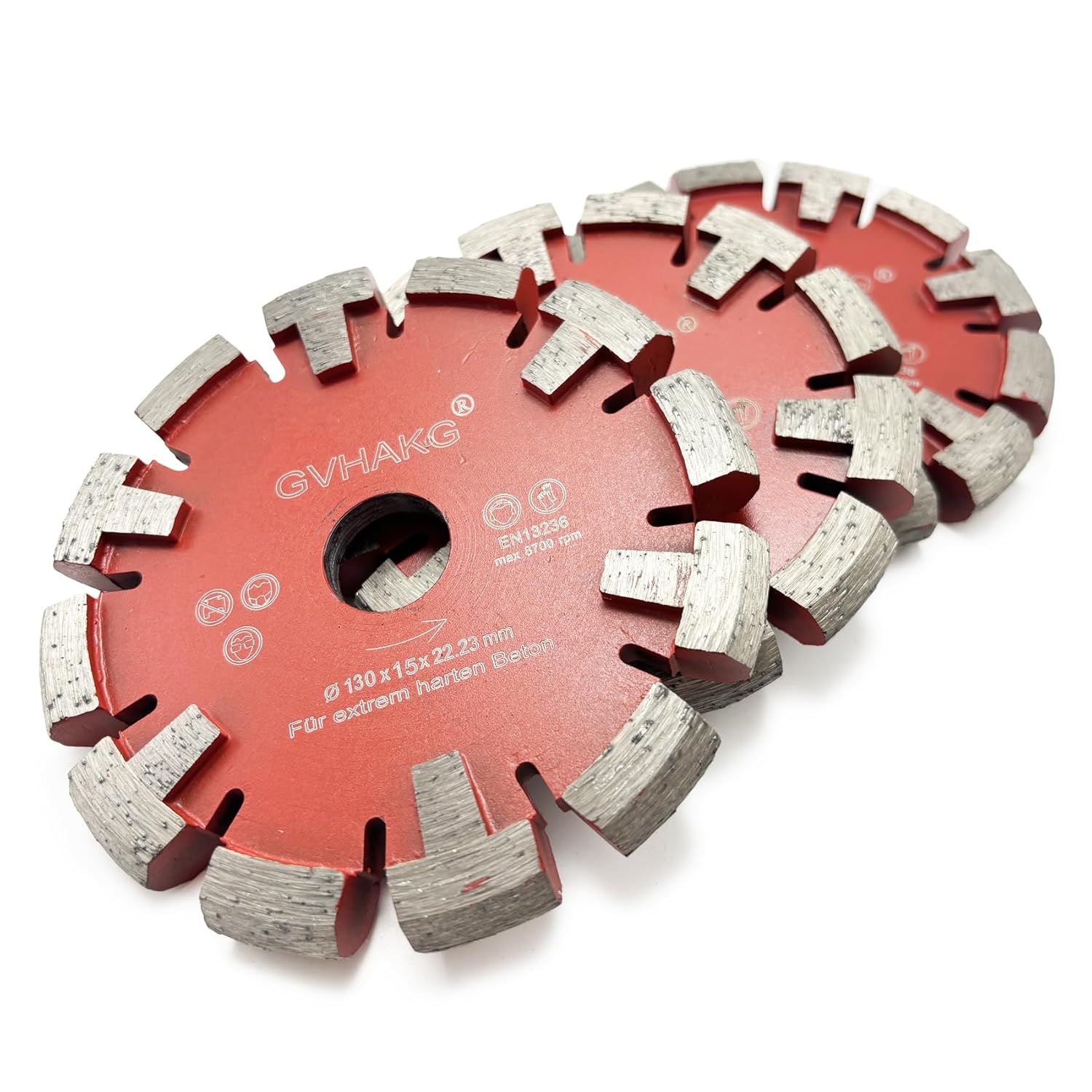 Detalle de GVHAKG Diamant-Frässcheibe 130 mm mit 12 Segmenten – Härter Estrich & Beton, 15 mm Breite
