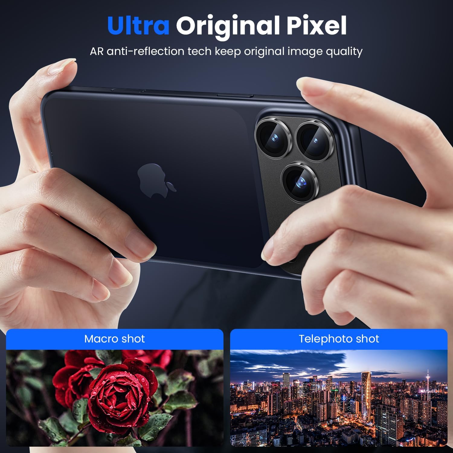 Thumbnail 1 de WSKEN iPhone 17 Pro Max Camera Lens Protector – Matte Metal Ring, 9H Tempered Glass, Anti-Fingerprint