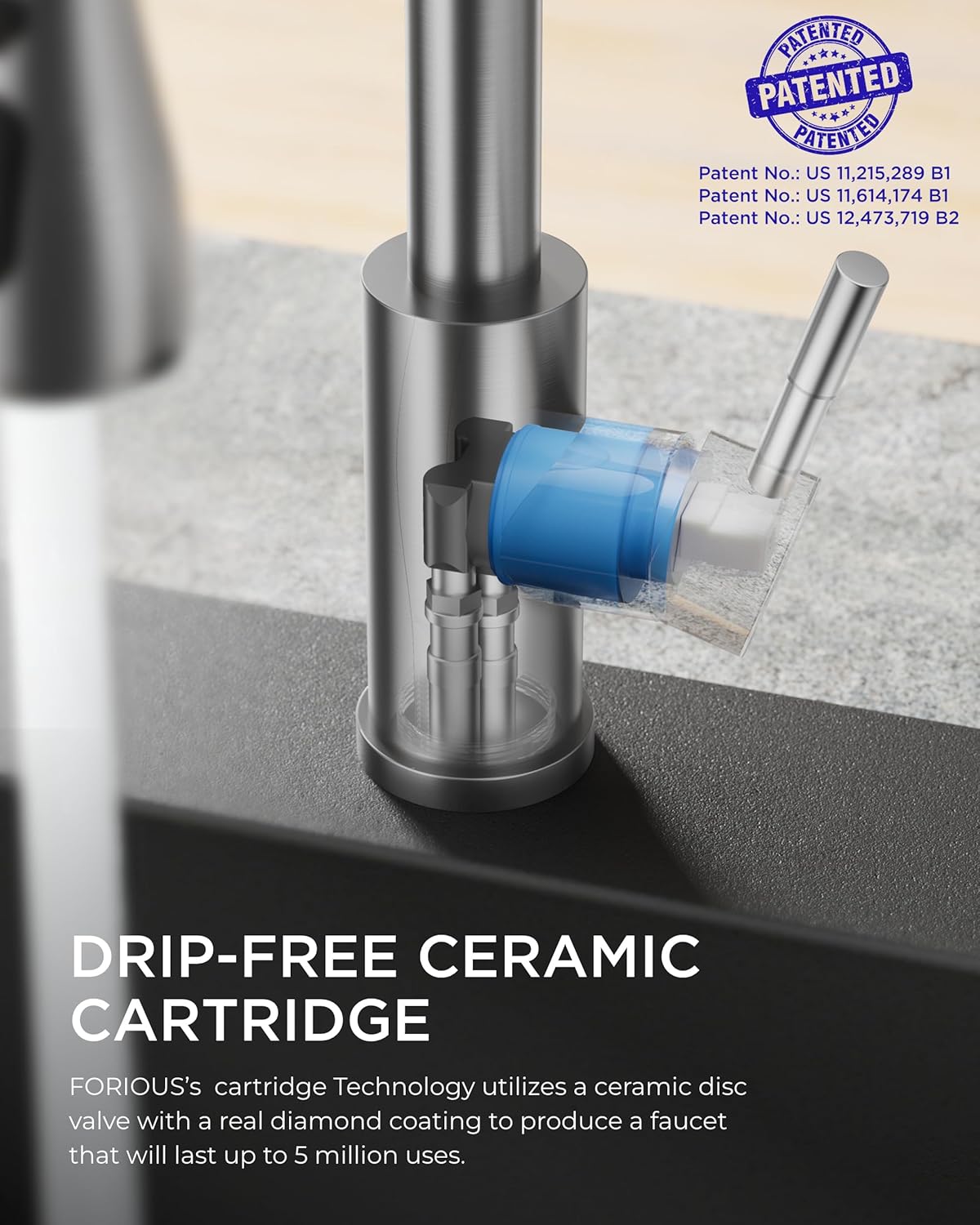Thumbnail 4 de FORIOUS High-Arc Kitchen Faucet Brushed Nickel 🚰