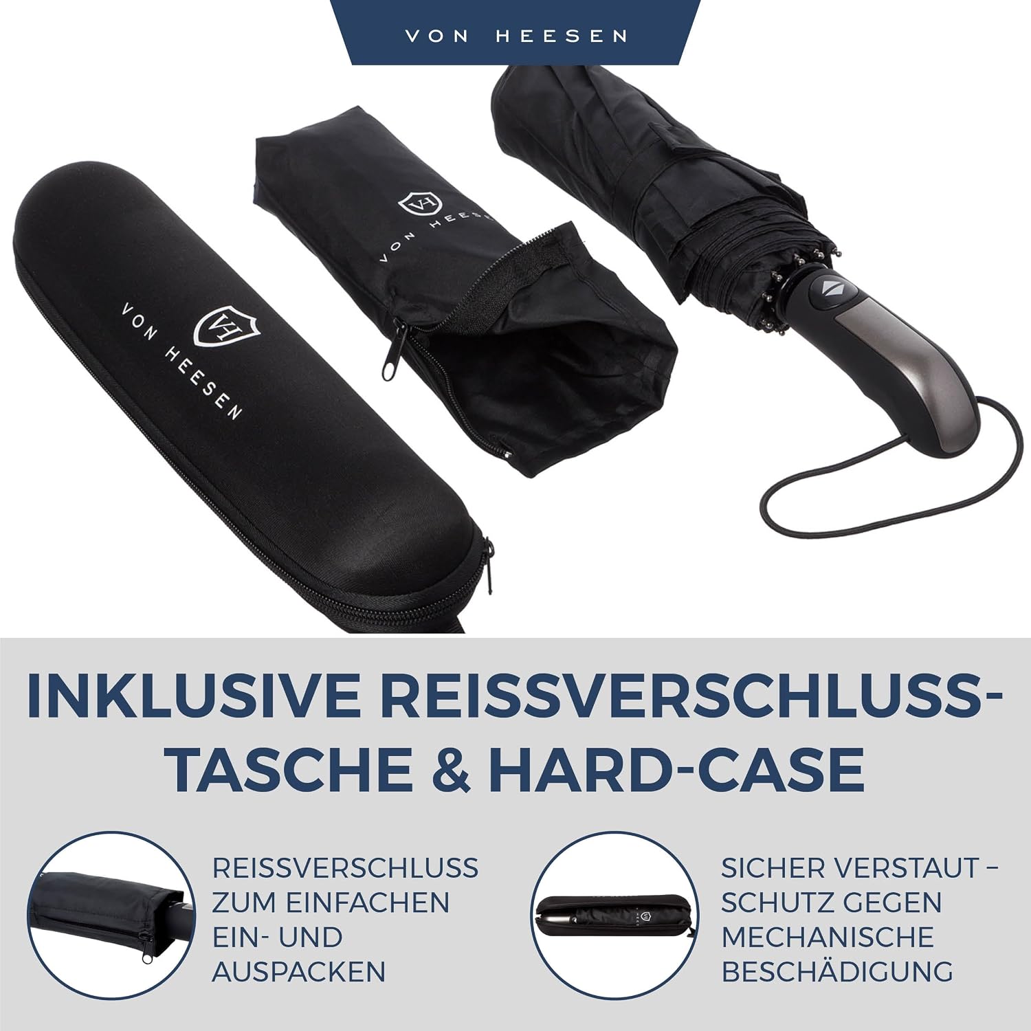Detalle 2 de VON HEESEN Taschenschirm sturmfest 140 km/h ☂
