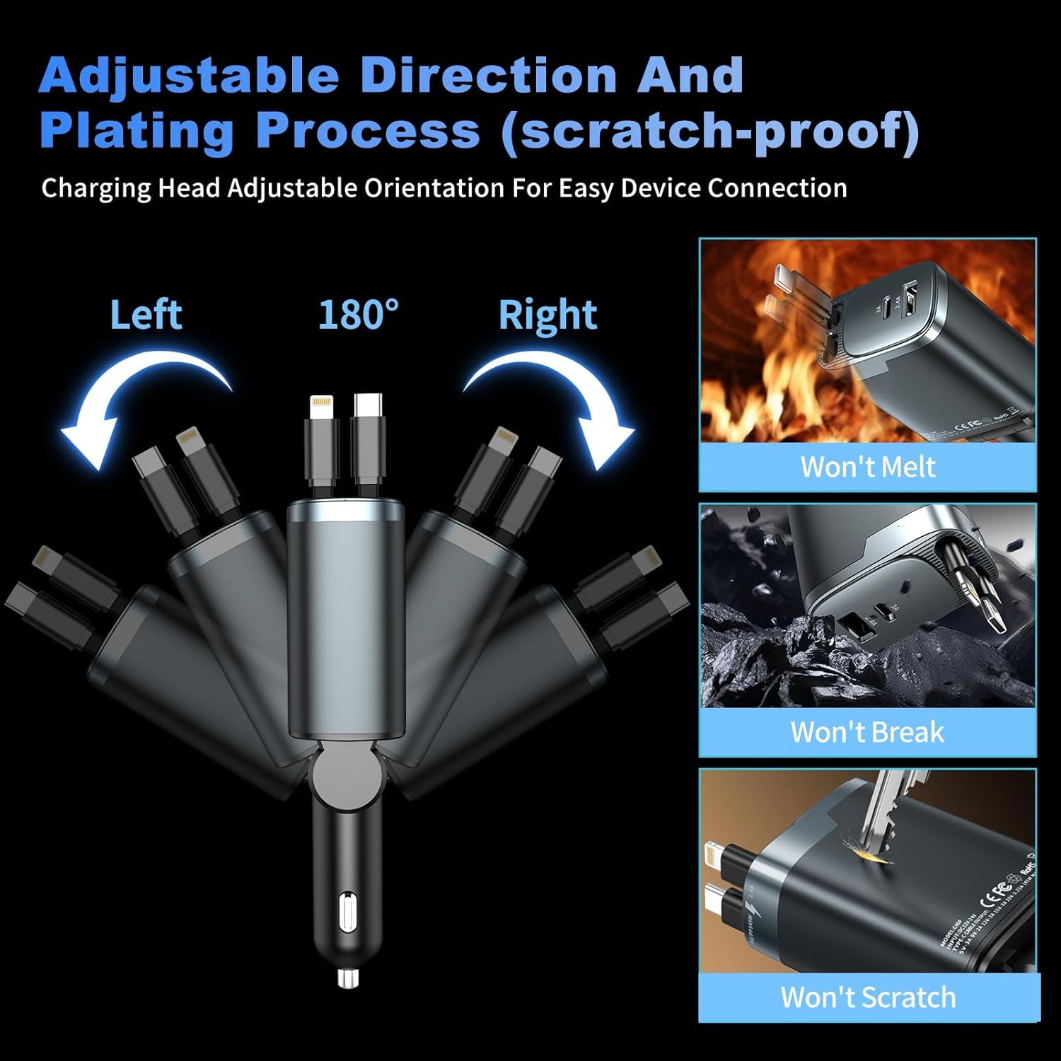 Thumbnail 5 de 84W Retractable Car Charger USB-C 4-in-1