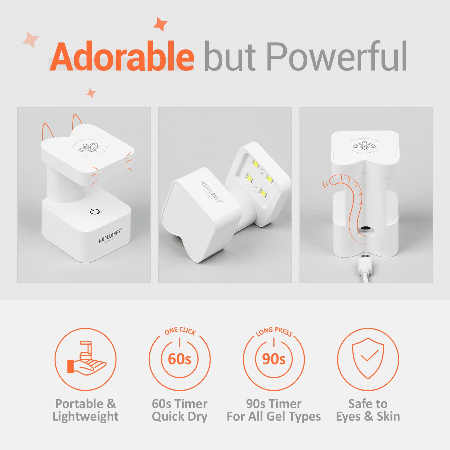 Detalle de modelones Mini UV Light for Gel Nails (2 Timer Modes, USB Portable LED Lamp)