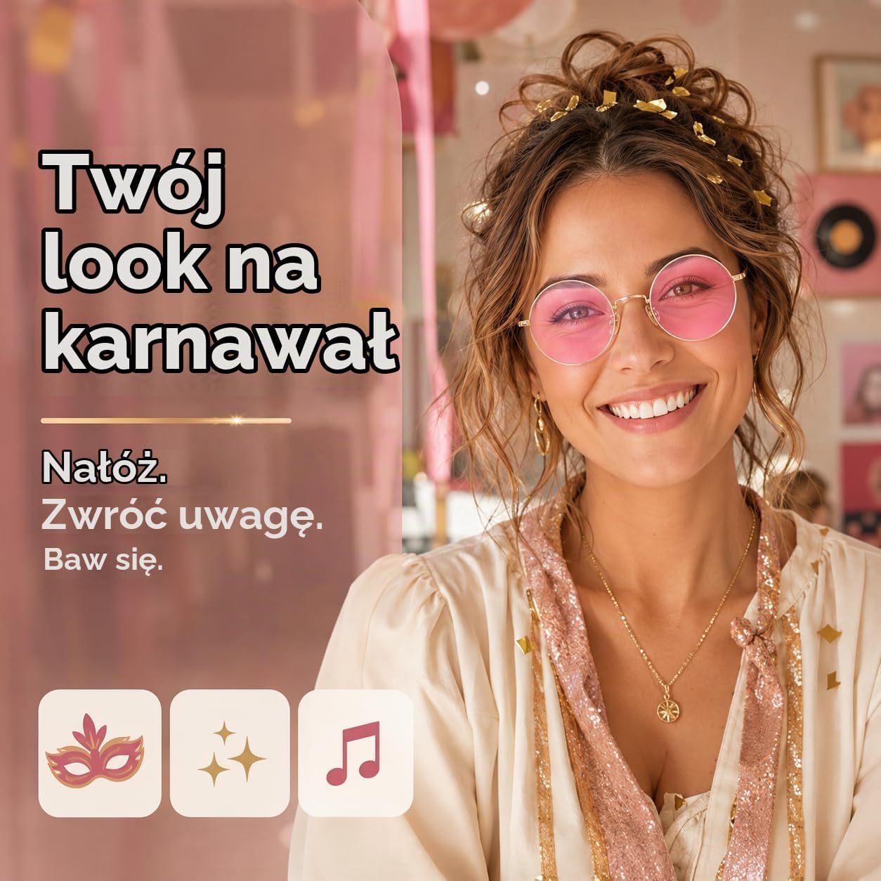 Detalle de Costumed różowe okrągłe okulary przeciwsłoneczne w stylu Johna Lennona