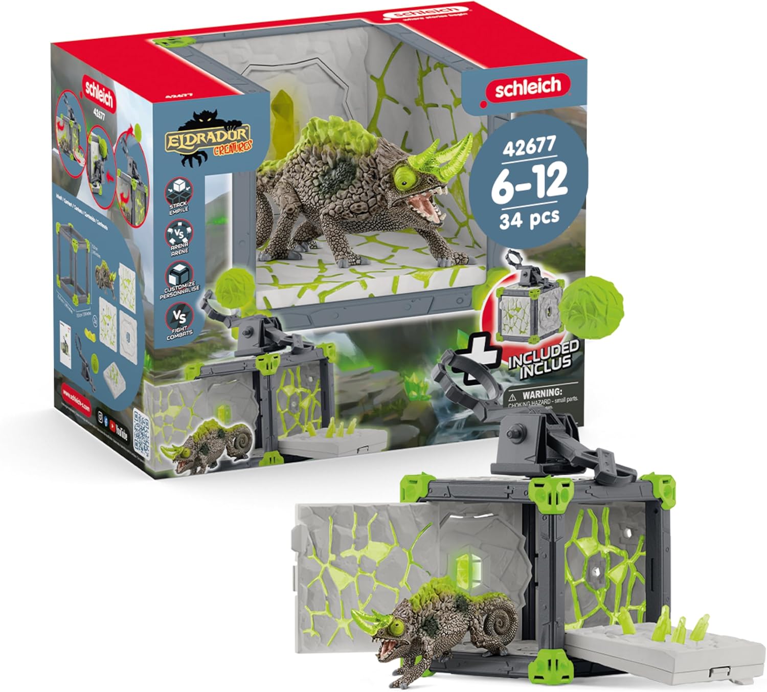 Detalle de SchLEICH Eldrador Creatures BattleCave Steinchamäleon 42677 34 Teile
