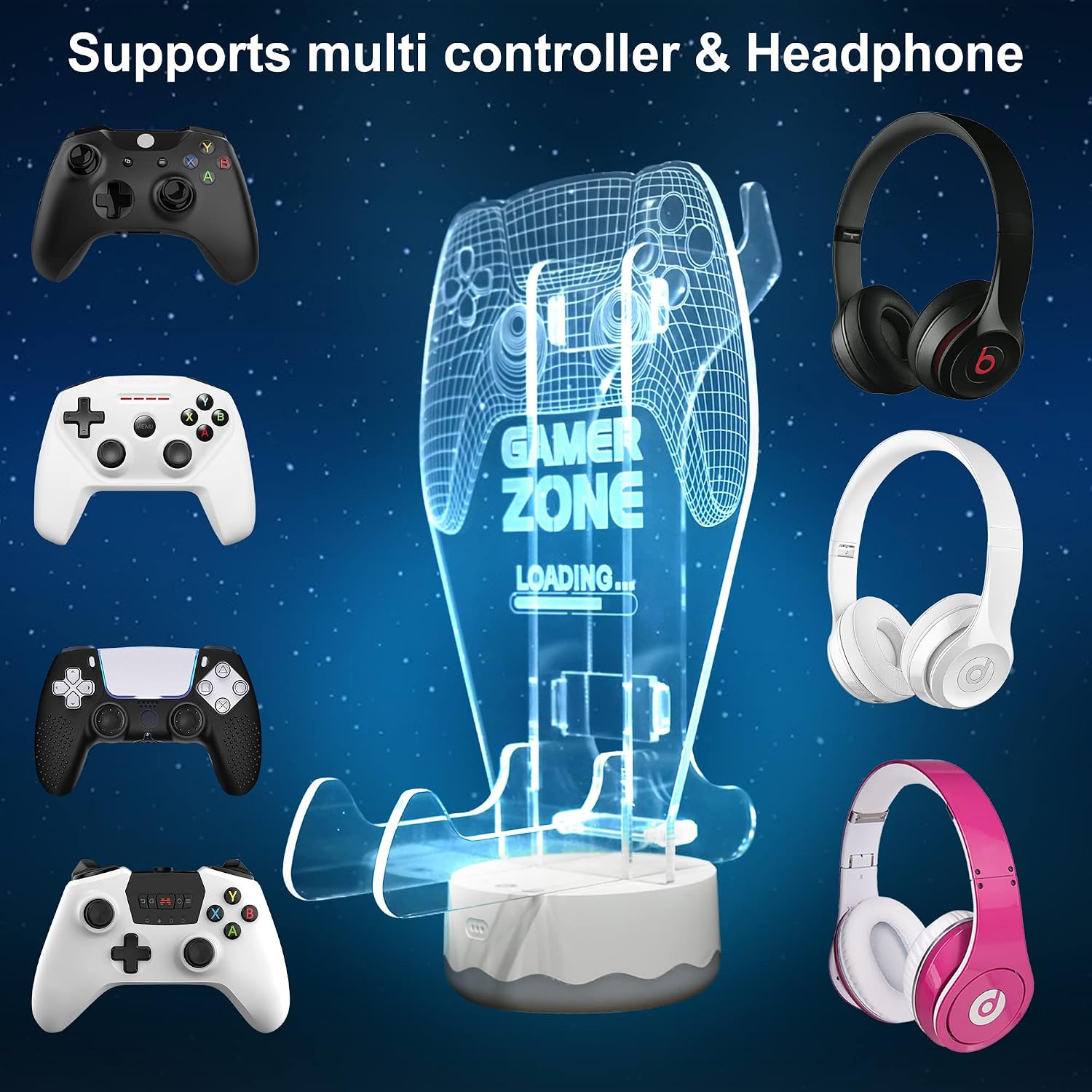 Thumbnail 3 de Light up Headphone Controller Stand 16 colours