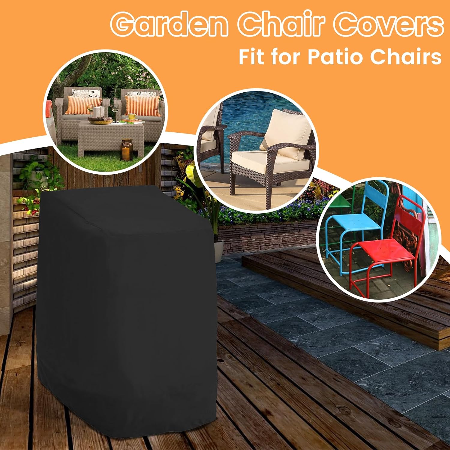 Detalle 2 de NIHUIFDPY Garden Chair Cover 210D Oxford Waterproof 114x85x65cm