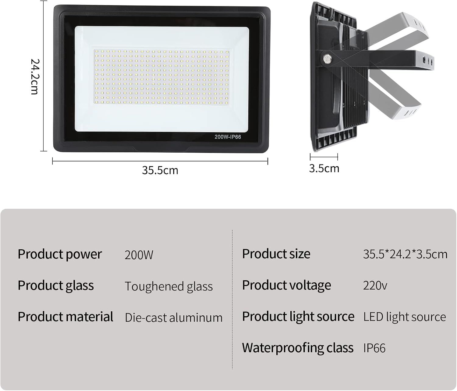 Detalle de Faretto LED da Esterno 200W: 20000LM IP66 6000K Bianco Freddo Superright