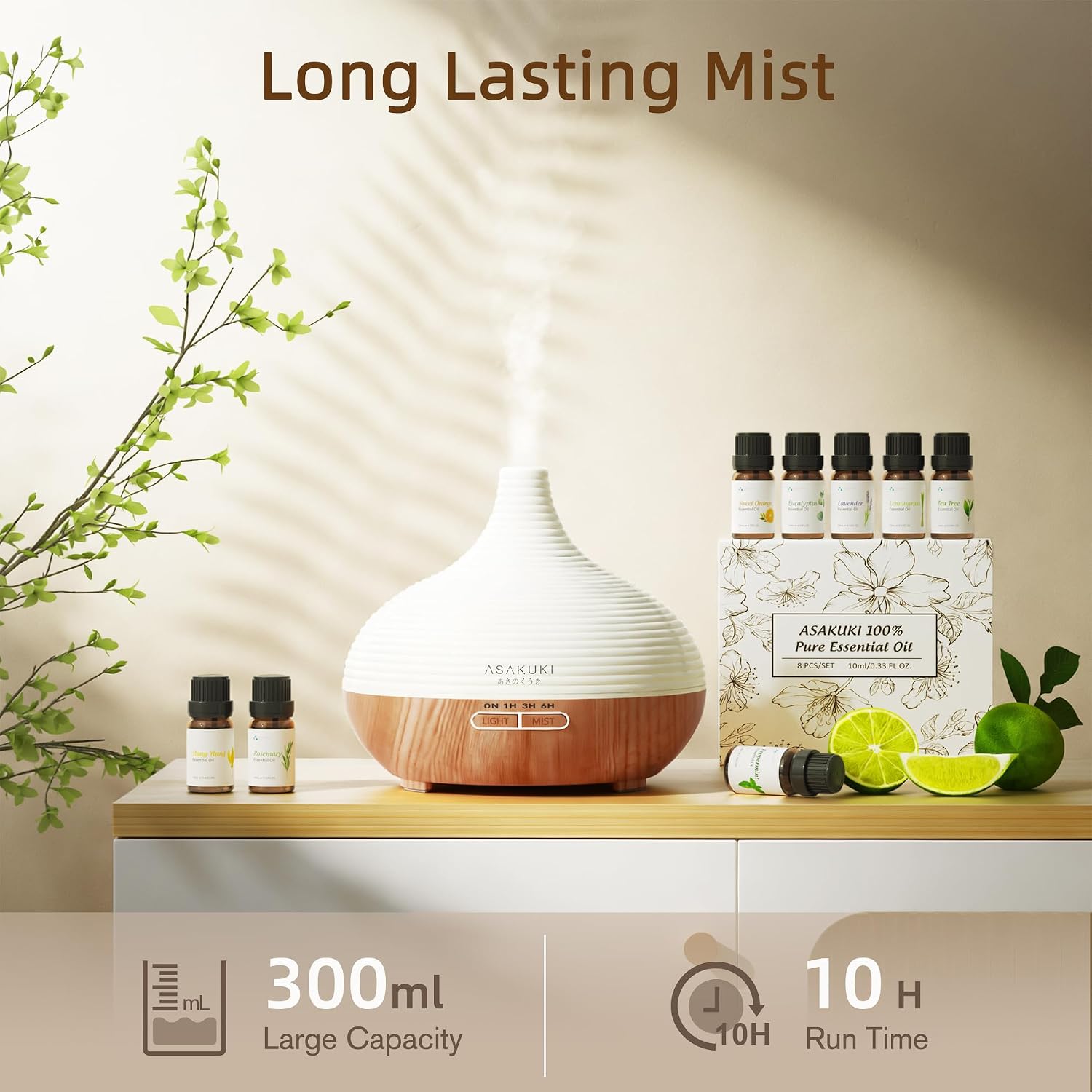 Detalle 2 de ASAKUKI 300ml Essential Oil Diffuser
