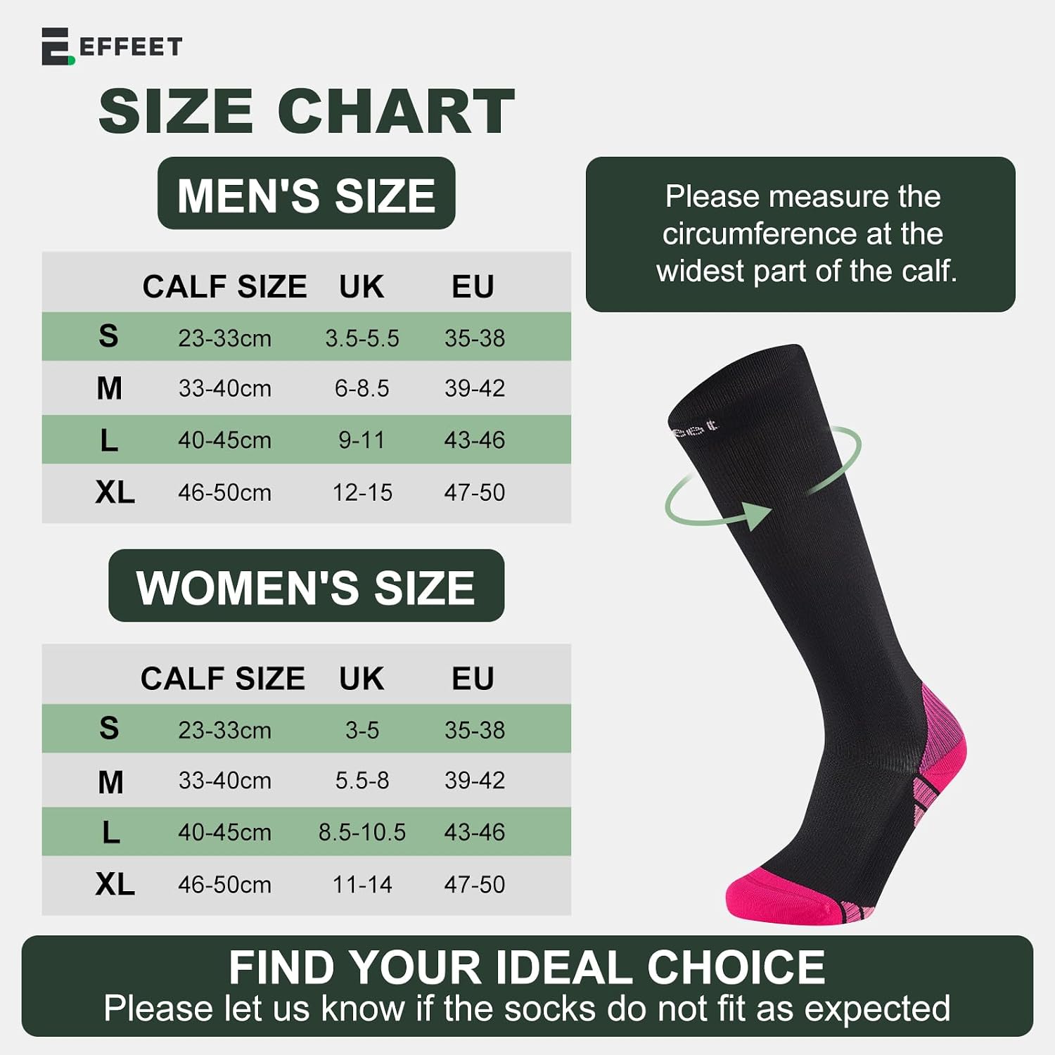 Detalle de Effeet Compression Socks, 2 Pairs, 20-30 mmHg Padded Flight Socks