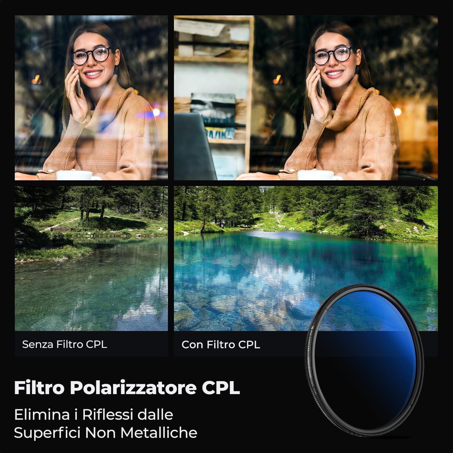 Thumbnail 2 de K&F CONCEPT Nano-Klear CPL circolare 37mm con nano-rivestimento e panno di pulizia