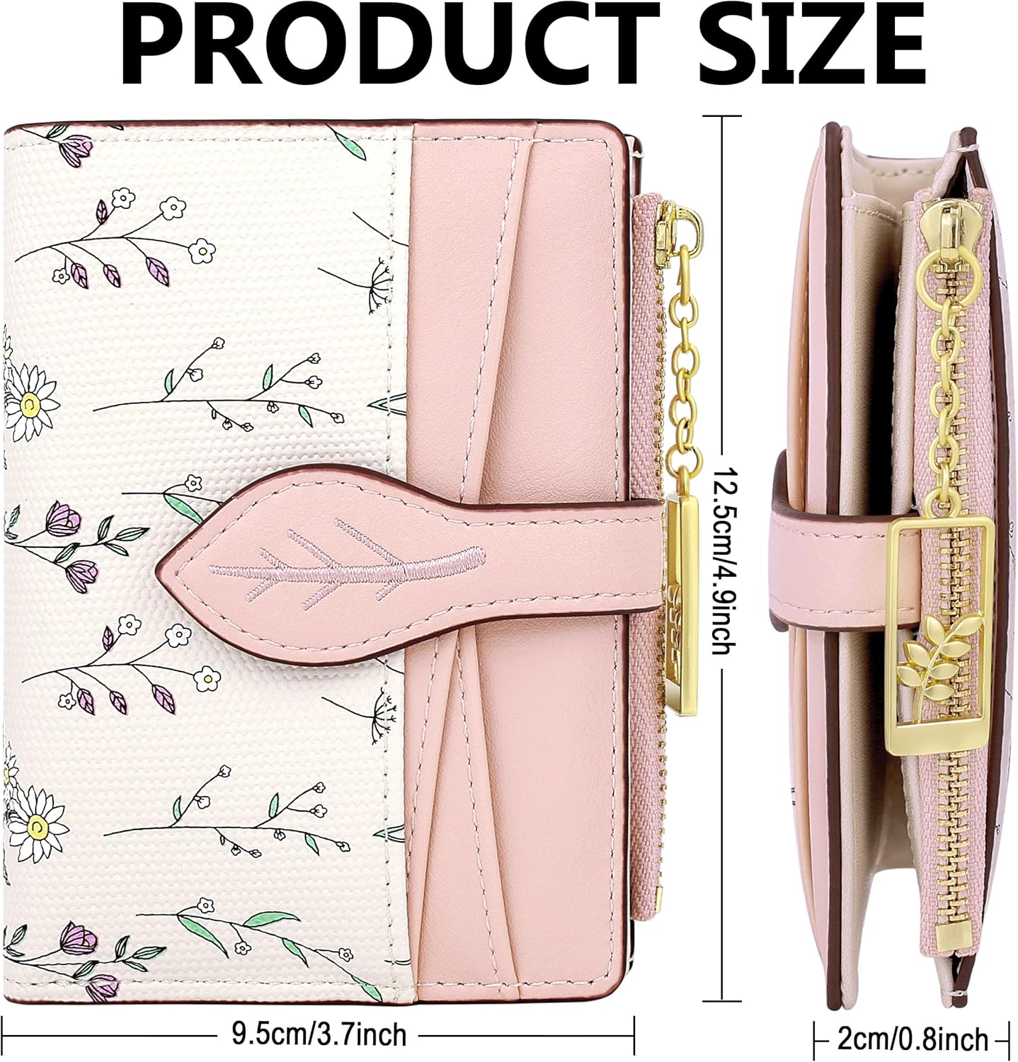 Thumbnail 3 de Farcauo Damen Portemonnaie – Blumen-Design, kompakt mit Ausweisfach und Kartenhüllen
