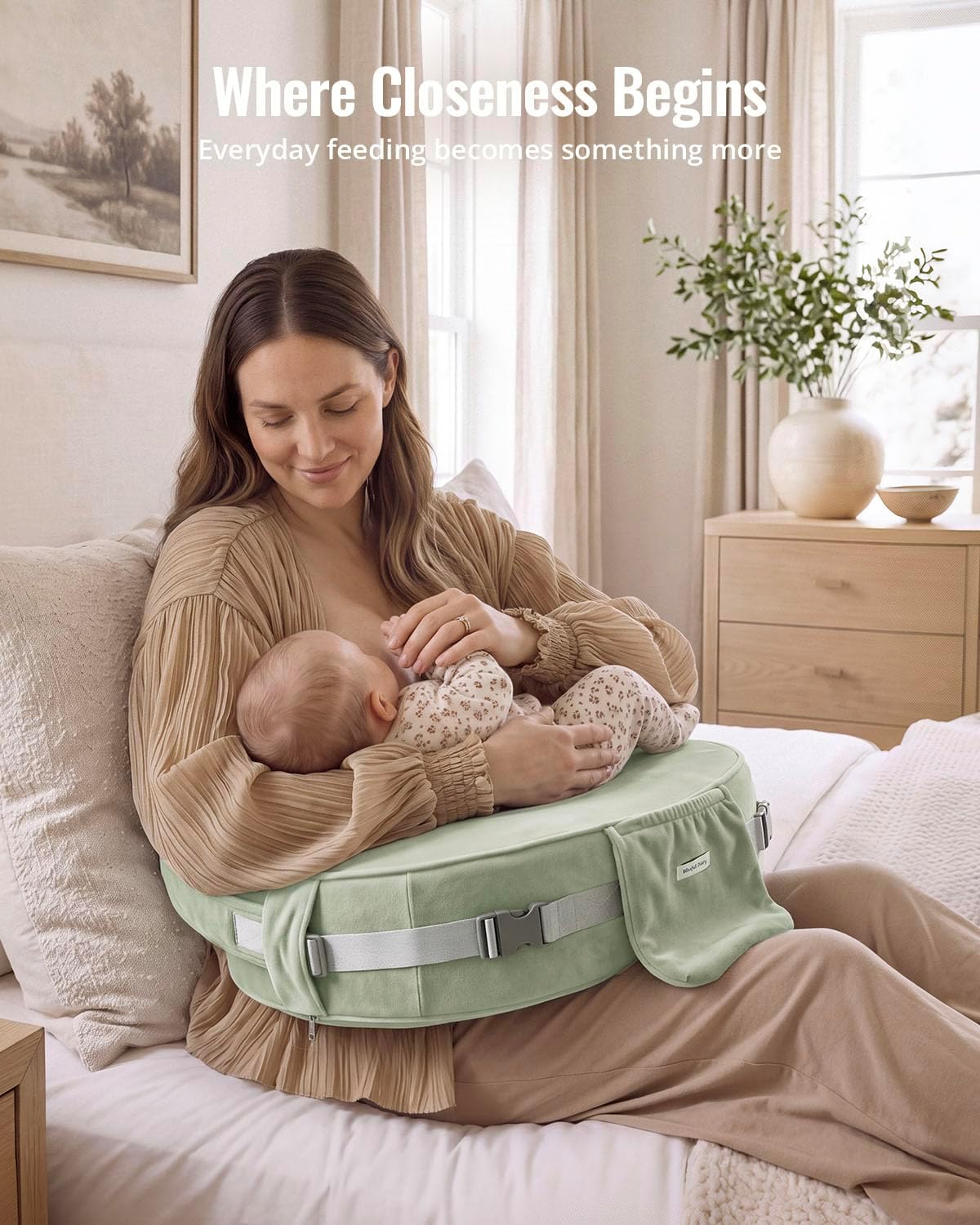 Thumbnail 6 de Blissful Diary BRZH02 Deluxe Nursing Pillow, Sage Green, Dual-Layer Foam