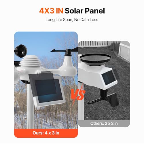 Detalle de VEVOR Station Météo Wifi 7 en 1 – Station météo sans fil solaire avec grand écran 7,5 po