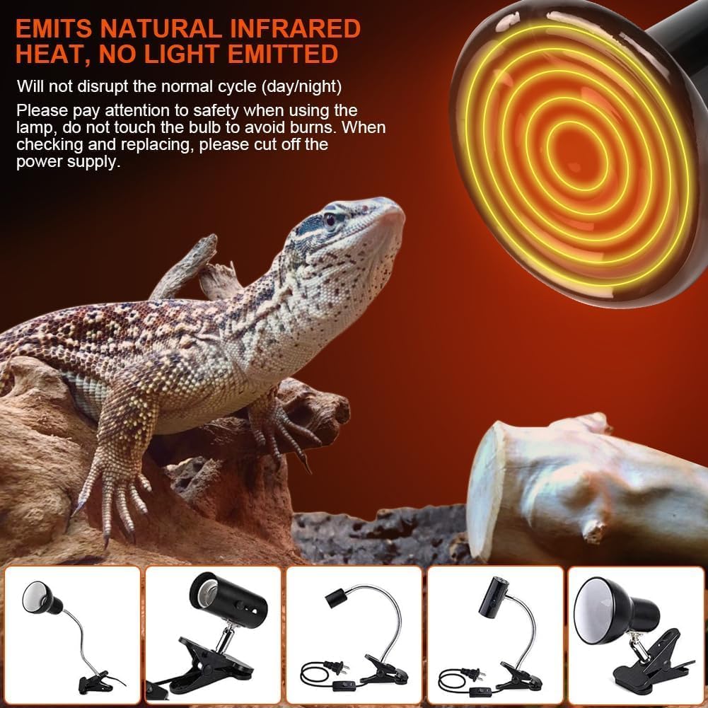 Thumbnail 3 de Adiwo confezione da 2 lampadine termiche per rettili a infrarossi, 100 W, base E27