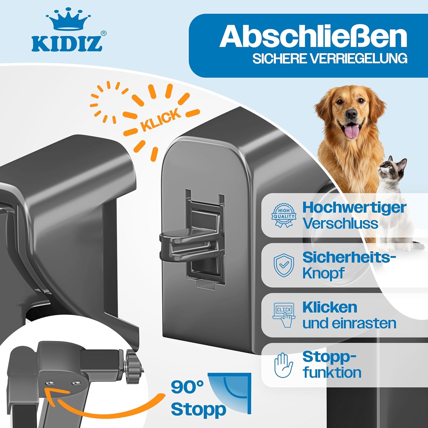 Thumbnail 2 de KIDIZ Treppenschutzgitter ohne Bohren (verstellbare Breite 81–87 cm) in Anthrazit