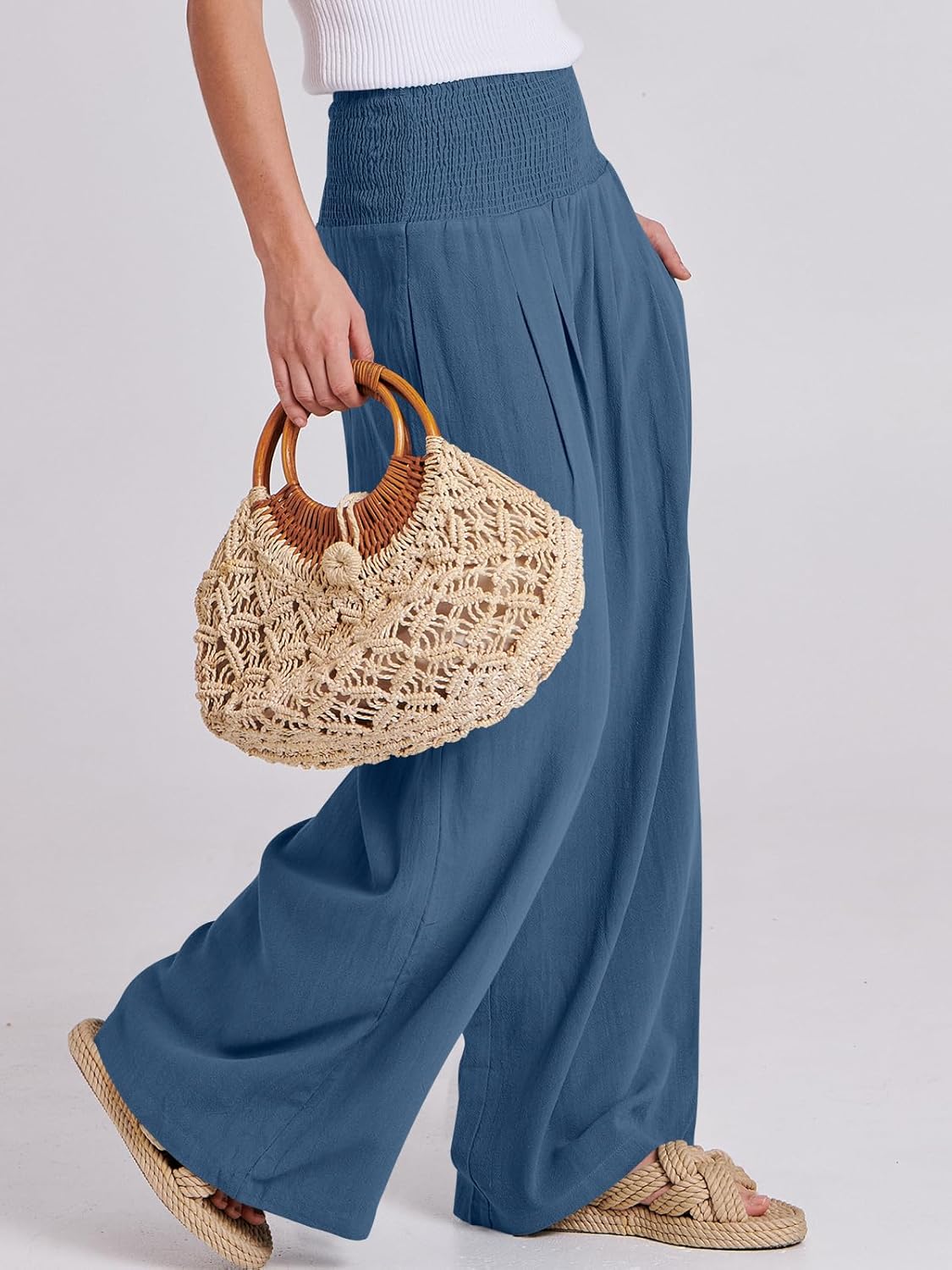 Thumbnail 3 de ANRABESS Linen Palazzo Pants High Waist 2026