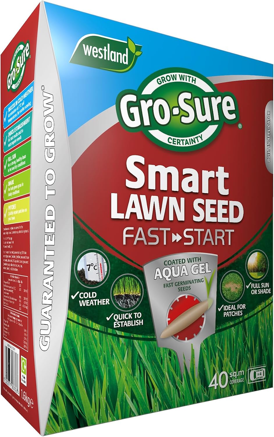 Thumbnail 6 de Gro-Sure Aqua Gel Coated Fast Start Smart Grass Lawn Seed 25 m2 (1 kg) – Blue