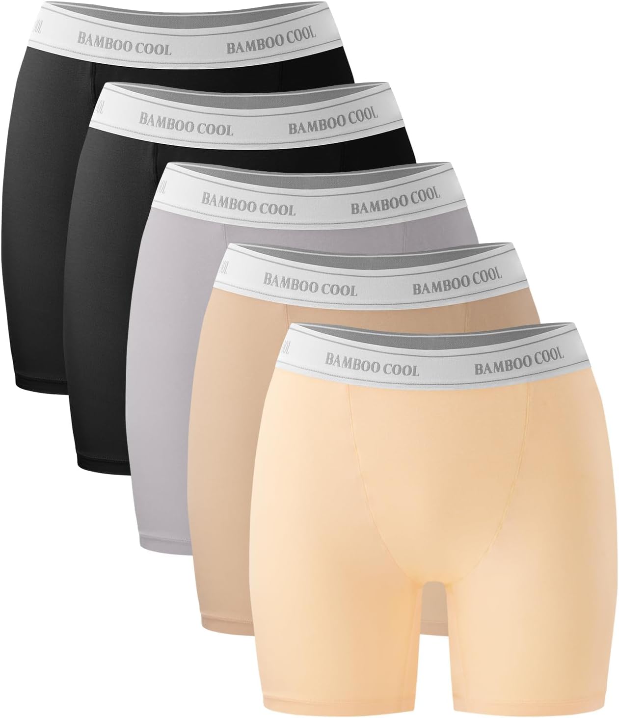 Detalle de BAMBOO COOL Women's Boxer Briefs, 5-Pack Soft-Stretch Boy Shorts