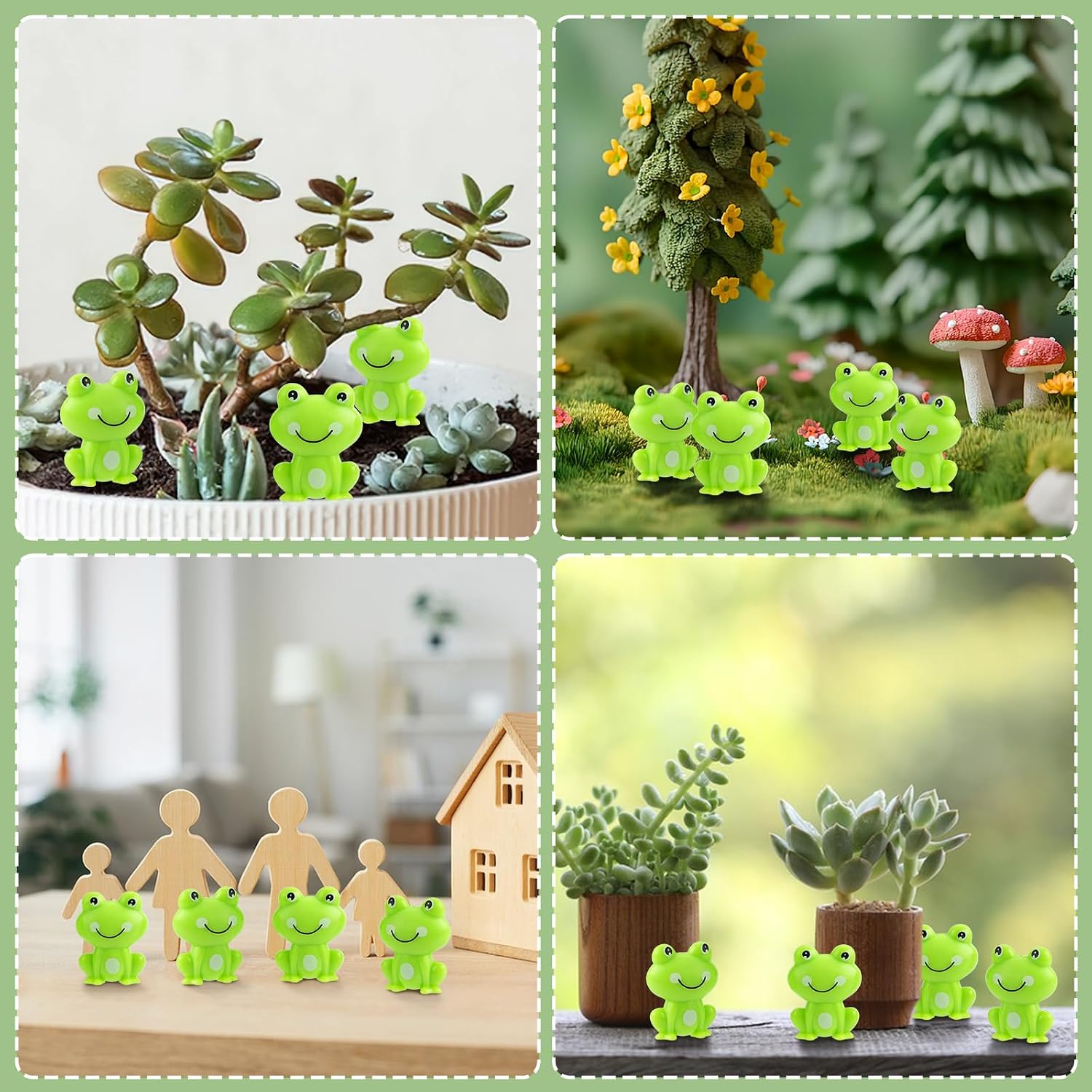 Detalle de BuQiuRen BQR202311 Mini Green Plastic Frog Figurines, 150-Piece Set