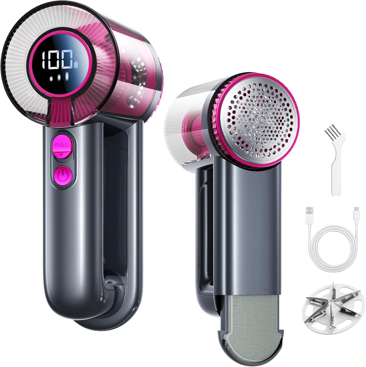Detalle de DRFLASH 2-in-1 Fabric Shaver Rechargeable – 3 Speeds with LED Display and Type-C Fast Charge