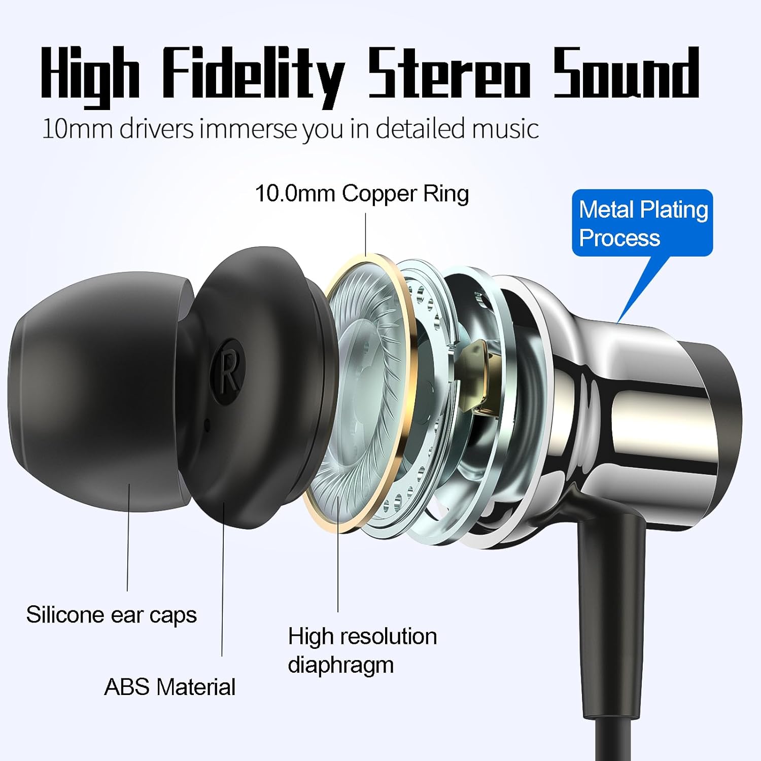 Thumbnail 2 de USB‑C Headphones with Mic for Samsung and iPhone: In‑Ear, Wired, Noise‑Canceling Earbuds