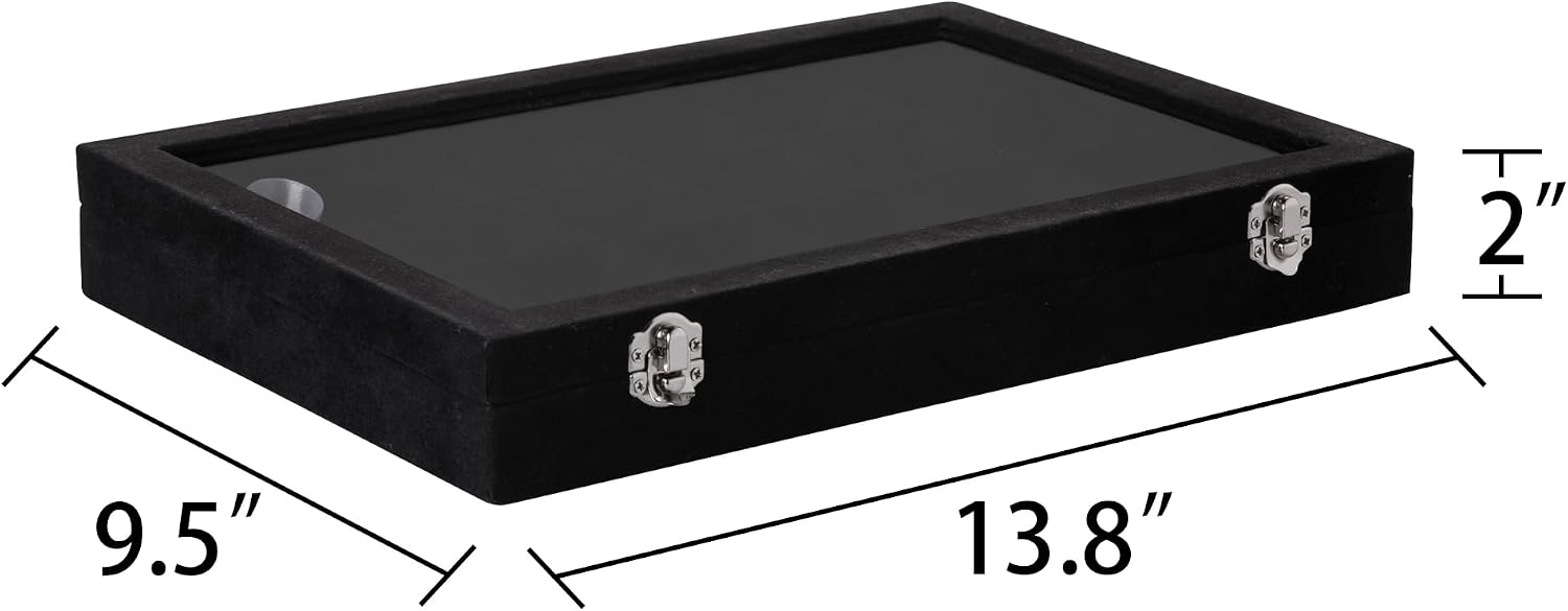 Thumbnail 2 de Frebeauty Velvet plateau de bijoux 24 compartiments – boîte de rangement avec couvercle en verre (Noir)