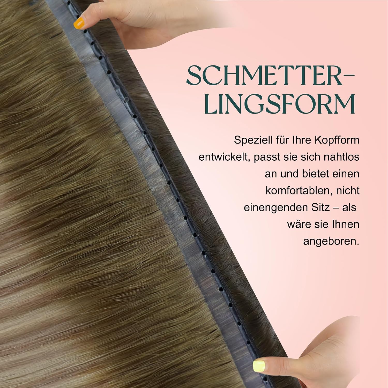 Detalle 2 de Easyouth Butterfly Tressen Echthaar Balayage Weft Extensions (Blond/Dunkelbraun) – für Damen, 80 g