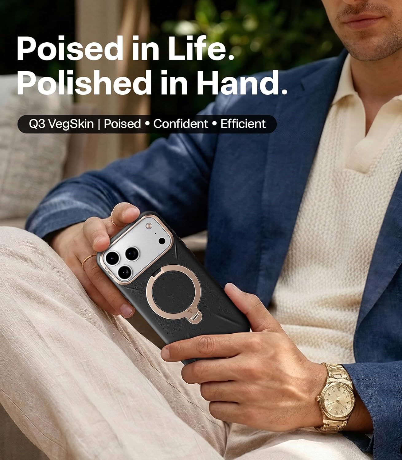 Detalle de TORRAS Q3 VegSkin Case for iPhone 17 Pro with 360° Magnetic Stand