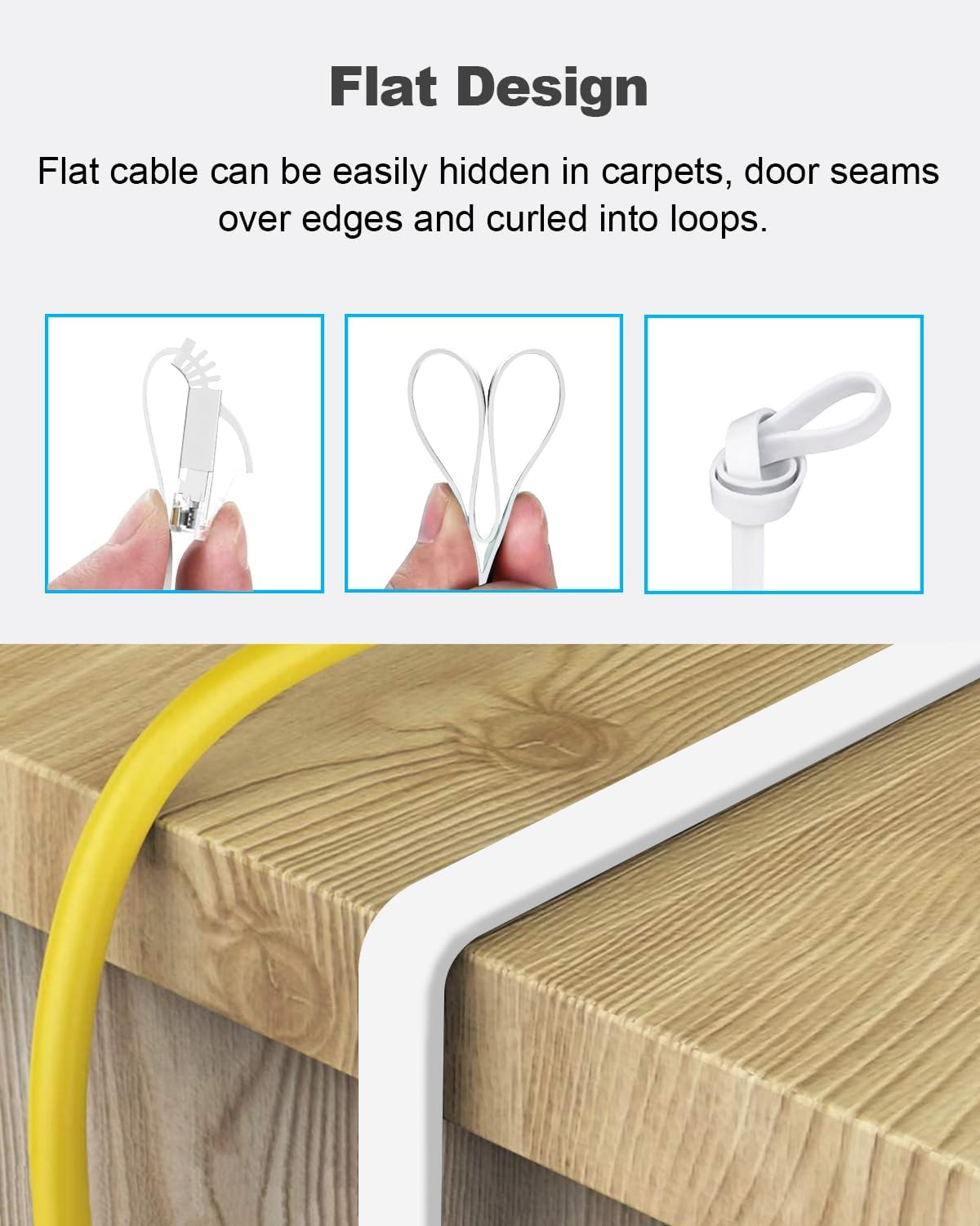 Thumbnail 4 de Yauhody 20m CAT6 Ethernet Cable | Pure Copper, Flat, Snagless RJ45 Connectors