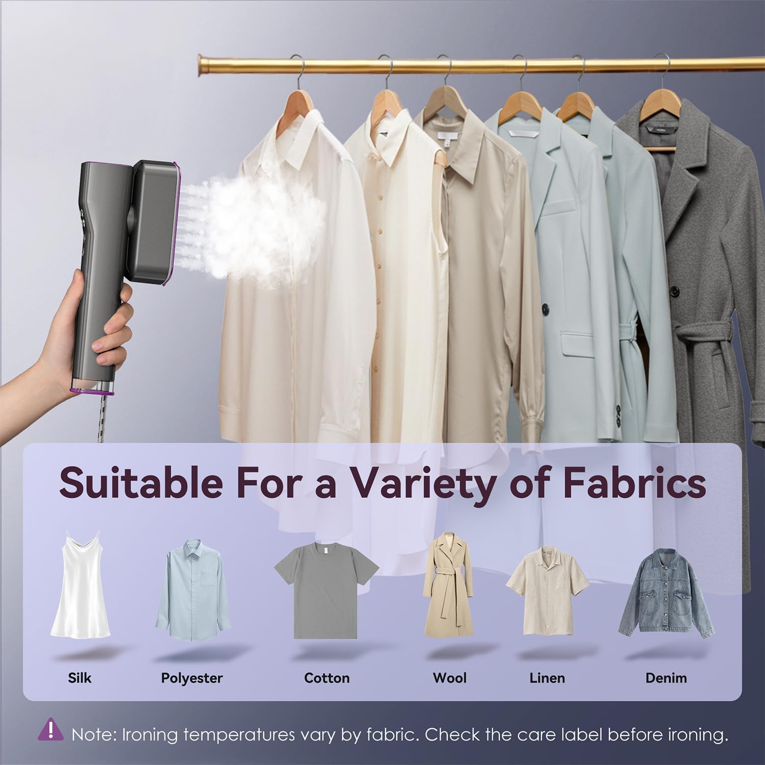 Thumbnail 2 de VIWAVE Clothes Steamer Handheld — 100–240V Dual Voltage Travel Steamer (2-in-1) with LED Display