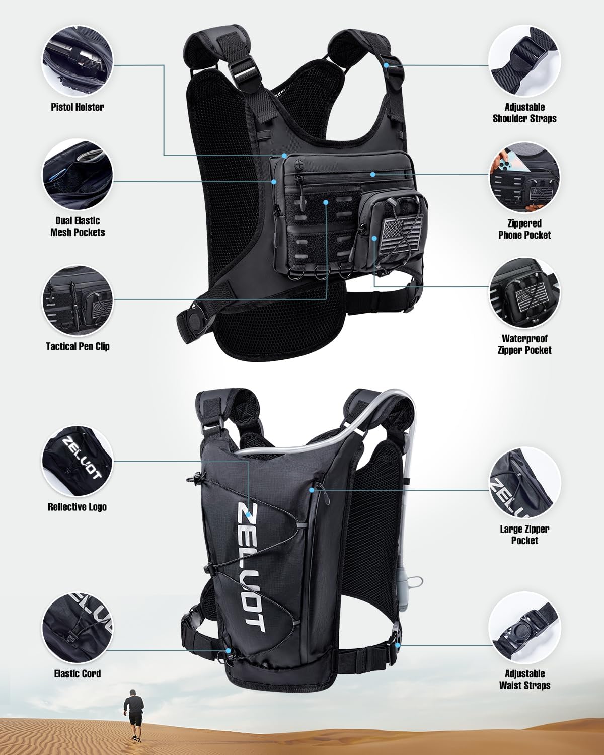 Thumbnail 4 de Zelvot Running Vest 2L Hydration Pack